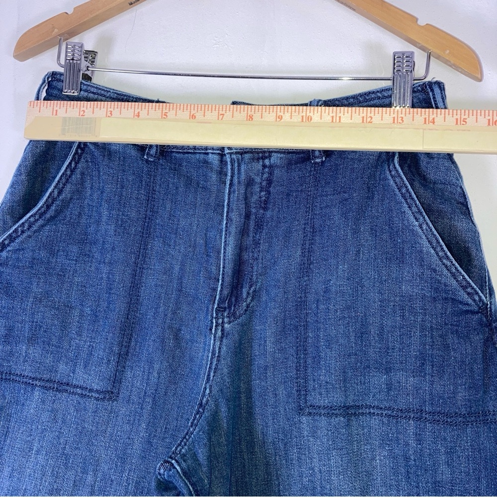 Pilcro Anthropologie Wide Leg Crop Culotte Jeans Sz 27  Denim High Rise Pockets - Picture 8 of 16